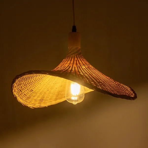 GLOBOSTAR® CUBA 01717 Boho Κρεμαστό Φωτιστικό Οροφής με Ντουί 1 x E27 AC 220-240V IP20 - Μπεζ - Μ43 x Π43 x Υ30cm