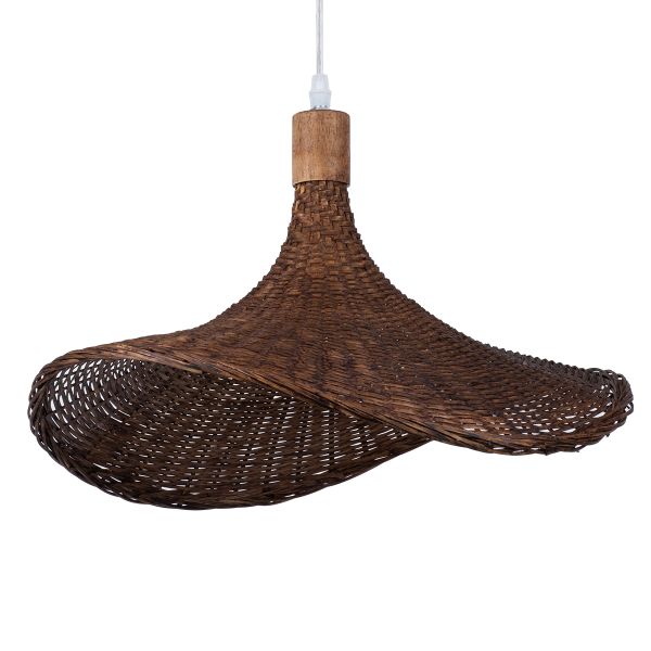GLOBOSTAR® CUBA 01718 Boho Κρεμαστό Φωτιστικό Οροφής με Ντουί 1 x E27 AC 220-240V IP20 - Καφέ - Μ43 x Π43 x Y30cm