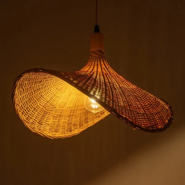 GLOBOSTAR® CUBA 01719 Boho Κρεμαστό Φωτιστικό Οροφής με Ντουί 1 x E27 AC 220-240V IP20 - Μπεζ - Μ53 x Π53 x Υ30cm