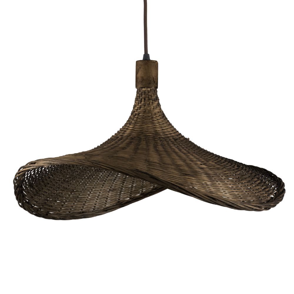 GLOBOSTAR® CUBA 01720 Boho Κρεμαστό Φωτιστικό Οροφής με Ντουί 1 x E27 AC 220-240V IP20 - Καφέ - Μ53 x Π53 x Υ30cm