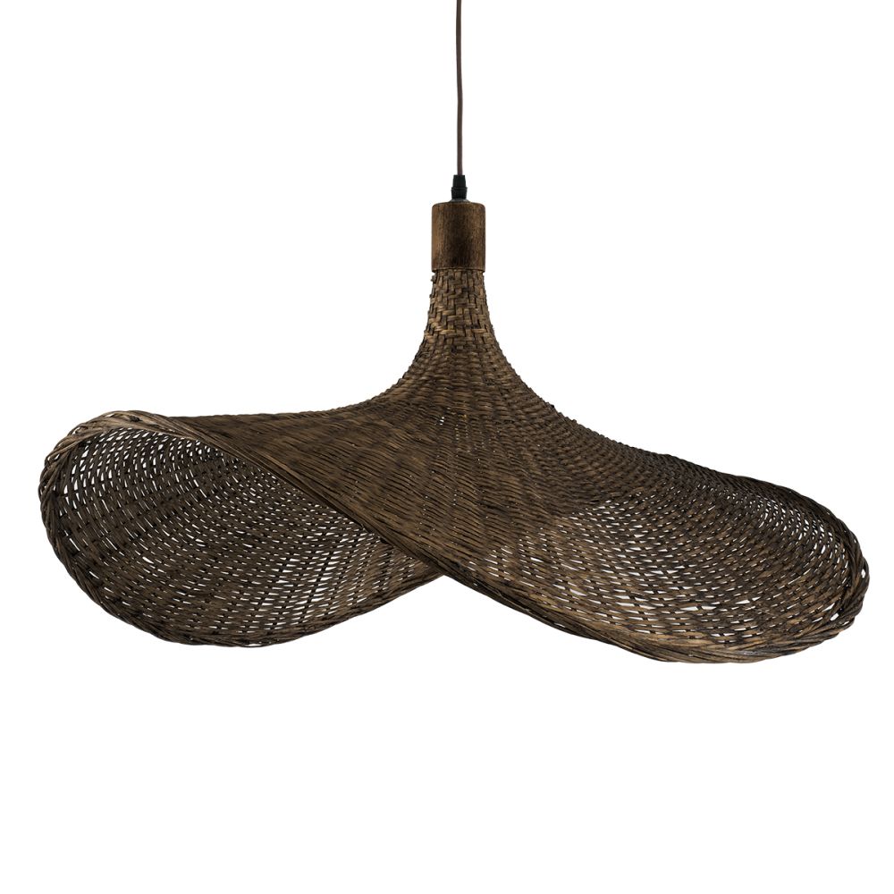 GLOBOSTAR® CUBA 01722 Boho Κρεμαστό Φωτιστικό Οροφής με Ντουί 1 x E27 AC 220-240V IP20 - Καφέ - Μ63 x Π63 x Υ32cm