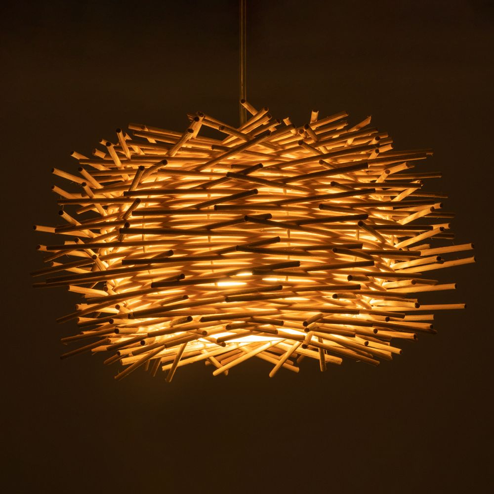 GLOBOSTAR® MINORCA 01729 Boho Κρεμαστό Φωτιστικό Οροφής με Ντουί 1 x E27 AC 220-240V IP20 - Μπεζ - Μ30 x Π30 x Υ18cm
