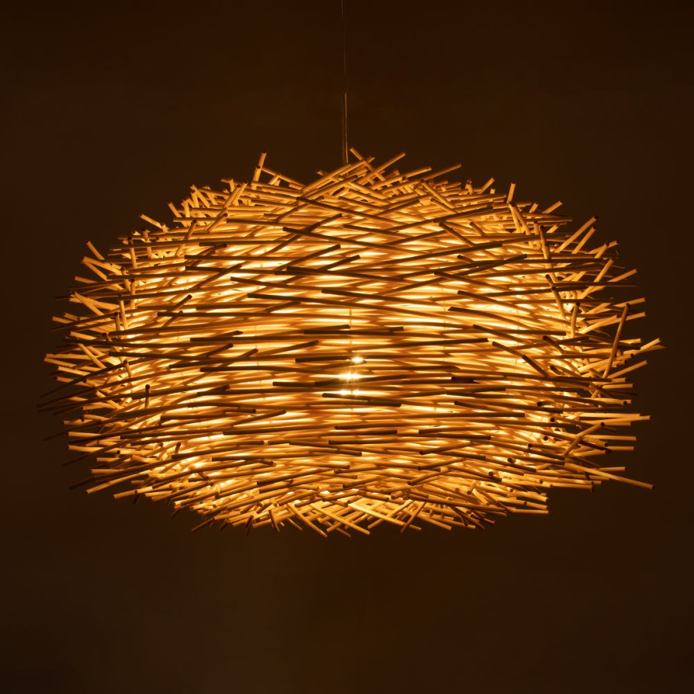 GLOBOSTAR® MINORCA 01731 Boho Κρεμαστό Φωτιστικό Οροφής με Ντουί 1 x E27 AC 220-240V IP20 - Μπεζ - Μ60 x Π60 x Y35cm