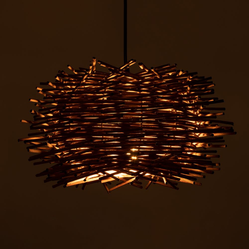 GLOBOSTAR® MINORCA 01732 Boho Κρεμαστό Φωτιστικό Οροφής με Ντουί 1 x E27 AC 220-240V IP20 - Καφέ - Μ30 x Π30 x Υ18cm