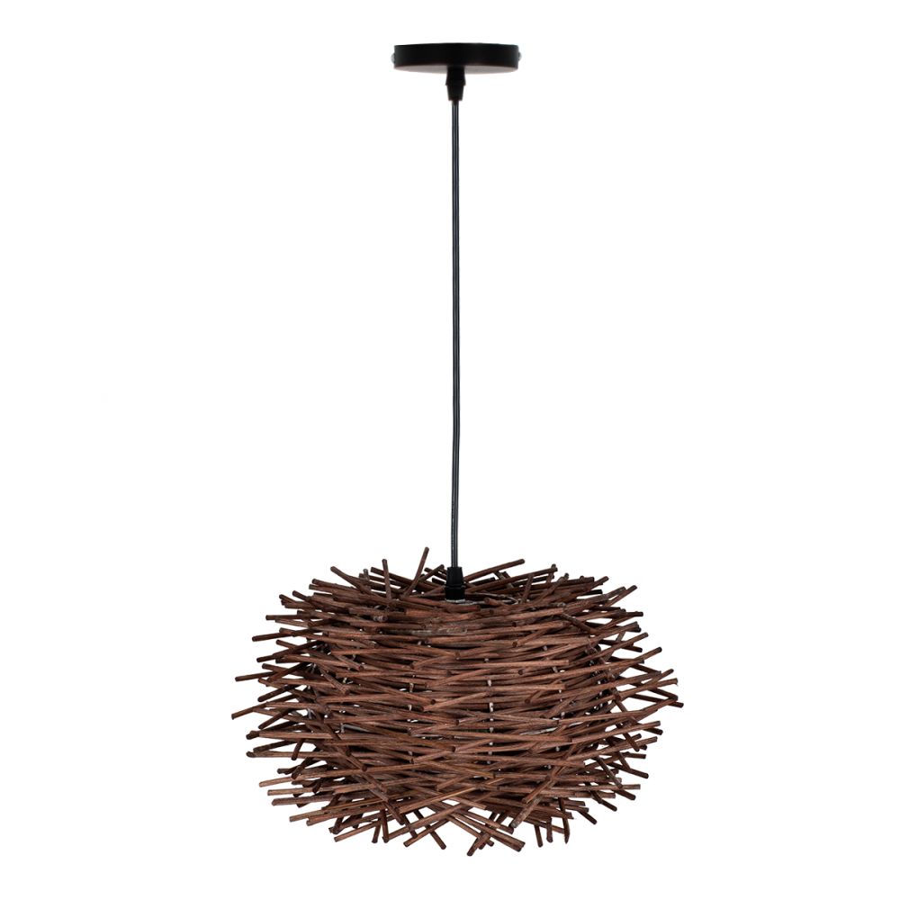 GLOBOSTAR® MINORCA 01732 Boho Κρεμαστό Φωτιστικό Οροφής με Ντουί 1 x E27 AC 220-240V IP20 - Καφέ - Μ30 x Π30 x Υ18cm