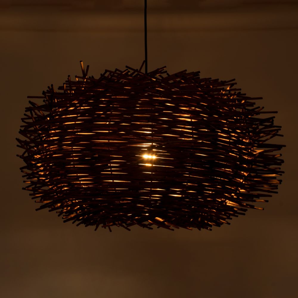 GLOBOSTAR® MINORCA 01734 Boho Κρεμαστό Φωτιστικό Οροφής με Ντουί 1 x E27 AC 220-240V IP20 - Καφέ - Μ60 x Π60 x Y35cm