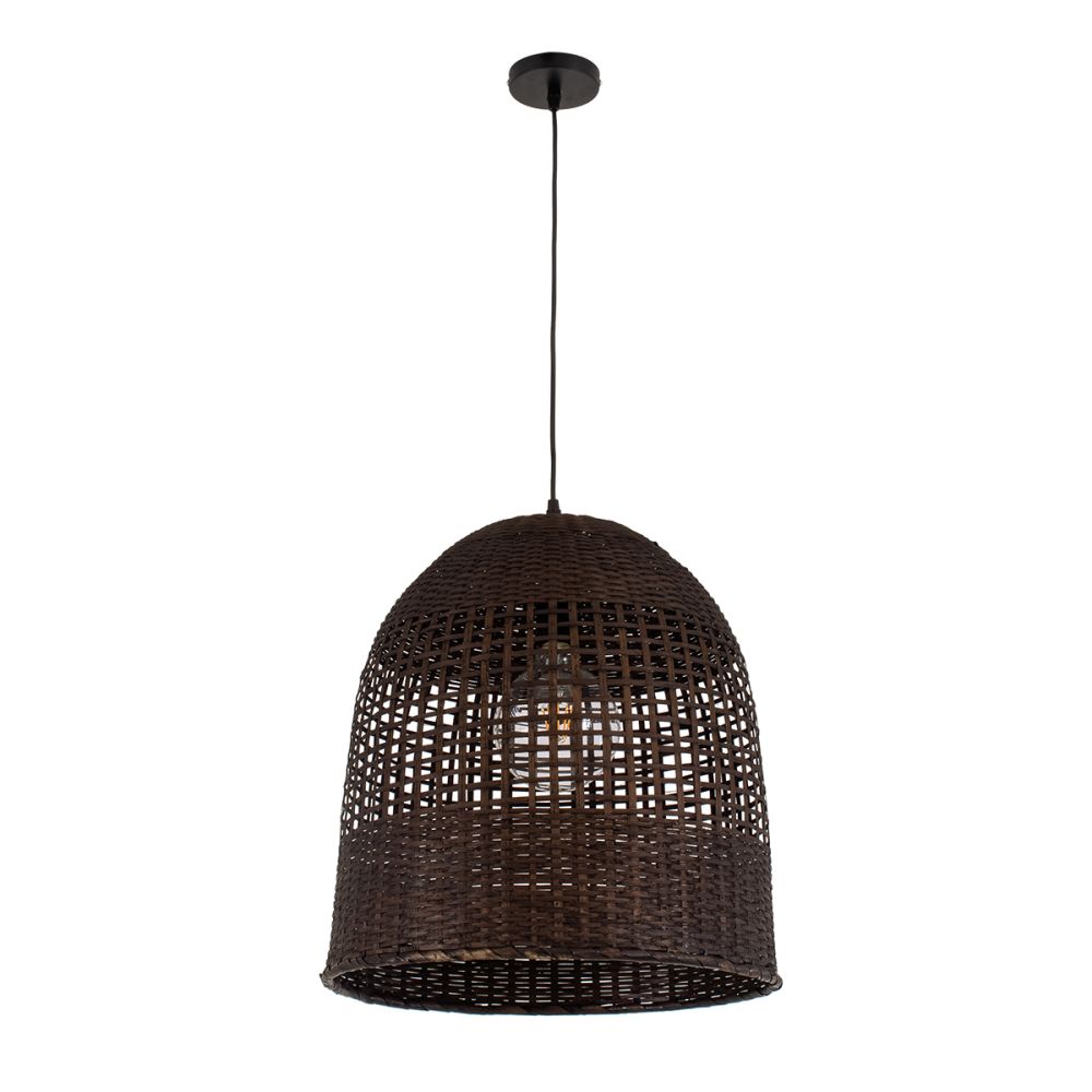 GLOBOSTAR® BORA-BORA 01736 Boho Κρεμαστό Φωτιστικό Οροφής με Ντουί 1 x E27 AC 220-240V IP20 - Καφέ - Μ42 x Π42 x Y44cm
