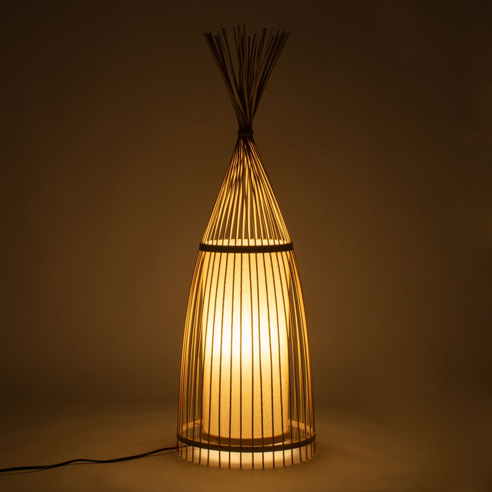 GLOBOSTAR® AZORES 01753 Boho Επιδαπέδιο Φωτιστικό με Ντουί 1 x E27 AC 220-240V IP20 - Μπεζ - Μ30 x Π30 x Υ90cm