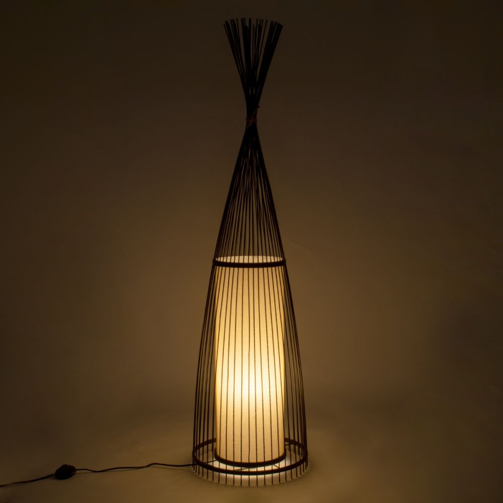 GLOBOSTAR® AZORES 01756 Boho Επιδαπέδιο Φωτιστικό με Ντουί 1 x E27 AC 220-240V IP20 - Καφέ & Μπεζ - Μ40 x Π40 x Υ150cm
