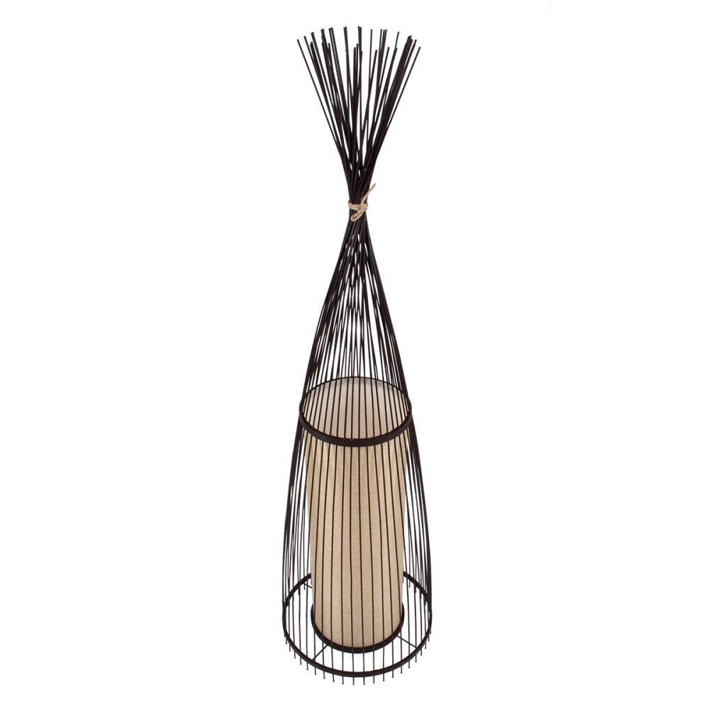 GLOBOSTAR® AZORES 01756 Boho Επιδαπέδιο Φωτιστικό με Ντουί 1 x E27 AC 220-240V IP20 - Καφέ & Μπεζ - Μ40 x Π40 x Υ150cm