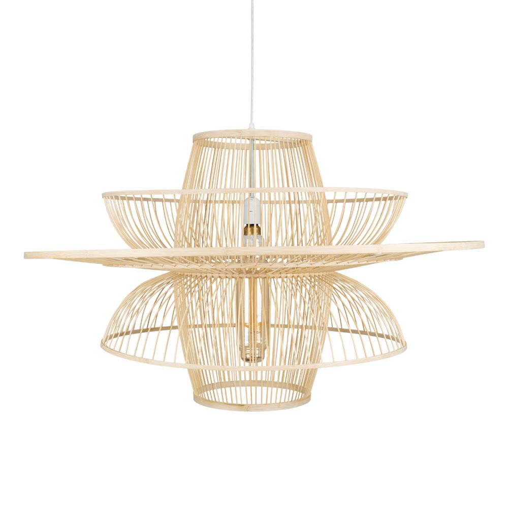 GLOBOSTAR® BALI 01758 Boho Κρεμαστό Φωτιστικό Οροφής με Ντουί 1 x E27 AC 220-240V IP20 - Μπεζ - Μ100 x Π100 x Υ60cm