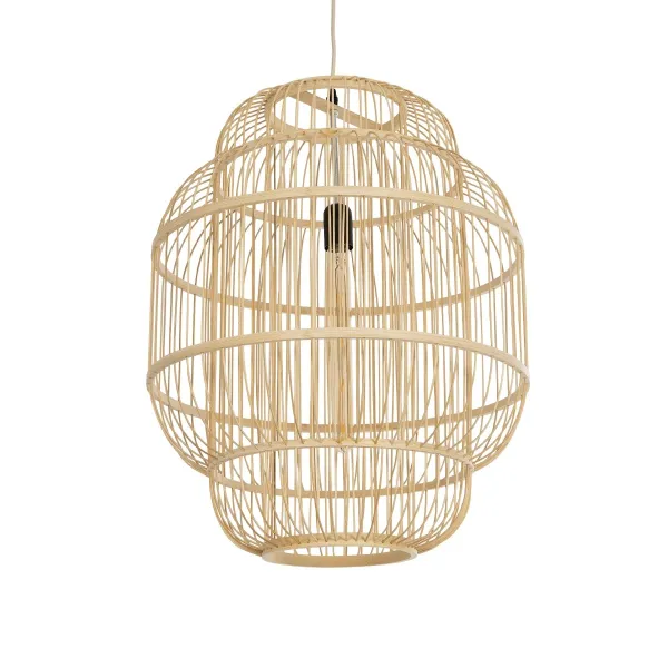 GLOBOSTAR® HIBISCUS 01763 Boho Κρεμαστό Φωτιστικό Οροφής με Ντουί 1 x E27 AC 220-240V IP20 - Μπεζ - Μ48 x Π48 x Y60cm