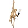 GLOBOSTAR® APES 01803 Μοντέρνο Κρεμαστό Φωτιστικό Οροφής με Ντουί 1 x E27 AC 220-240V IP20 - Χρυσό & Μπεζ - Μ26 x Π28 x Υ69cm