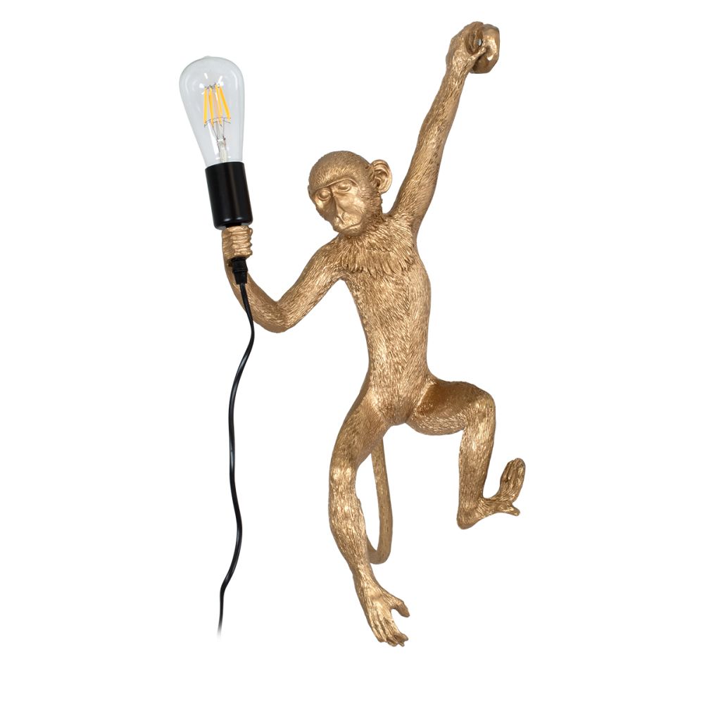 GLOBOSTAR® APES 01806 Μοντέρνο Φωτιστικό Τοίχου - Απλίκα με Ντουί 1 x E27 AC 220-240V IP20 - Χρυσό & Μαύρο - Μ34 x Π31 x Υ61cm