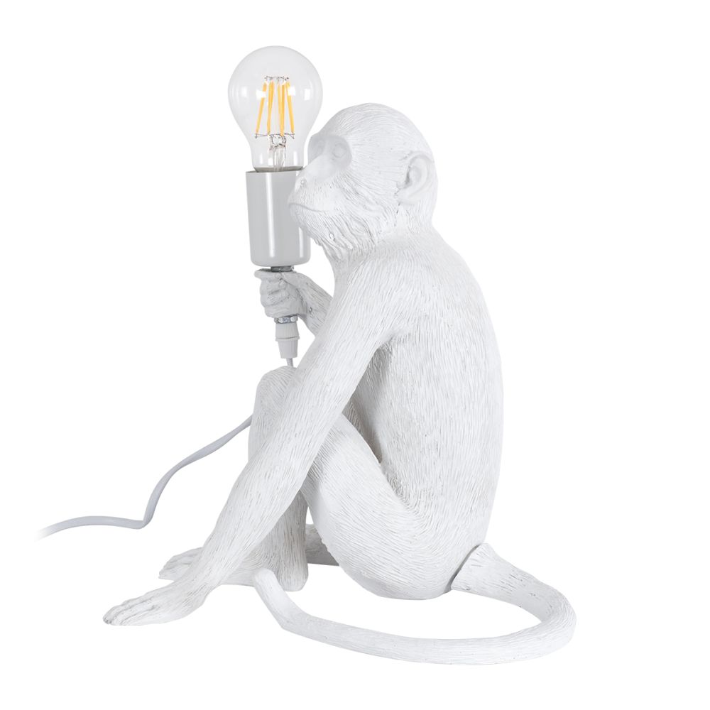 GLOBOSTAR® APES 01808 Μοντέρνο Επιτραπέζιο Φωτιστικό Πορτατίφ με Ντουί 1 x E27 AC 220-240V IP20 - Λευκό - Μ30 x Π27 x Υ30cm