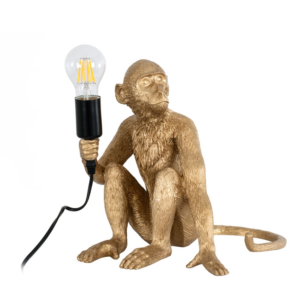 GLOBOSTAR® APES 01809 Μοντέρνο Επιτραπέζιο Φωτιστικό Πορτατίφ με Ντουί 1 x E27 AC 220-240V IP20 - Χρυσό - Μ30 x Π27 x Υ30cm