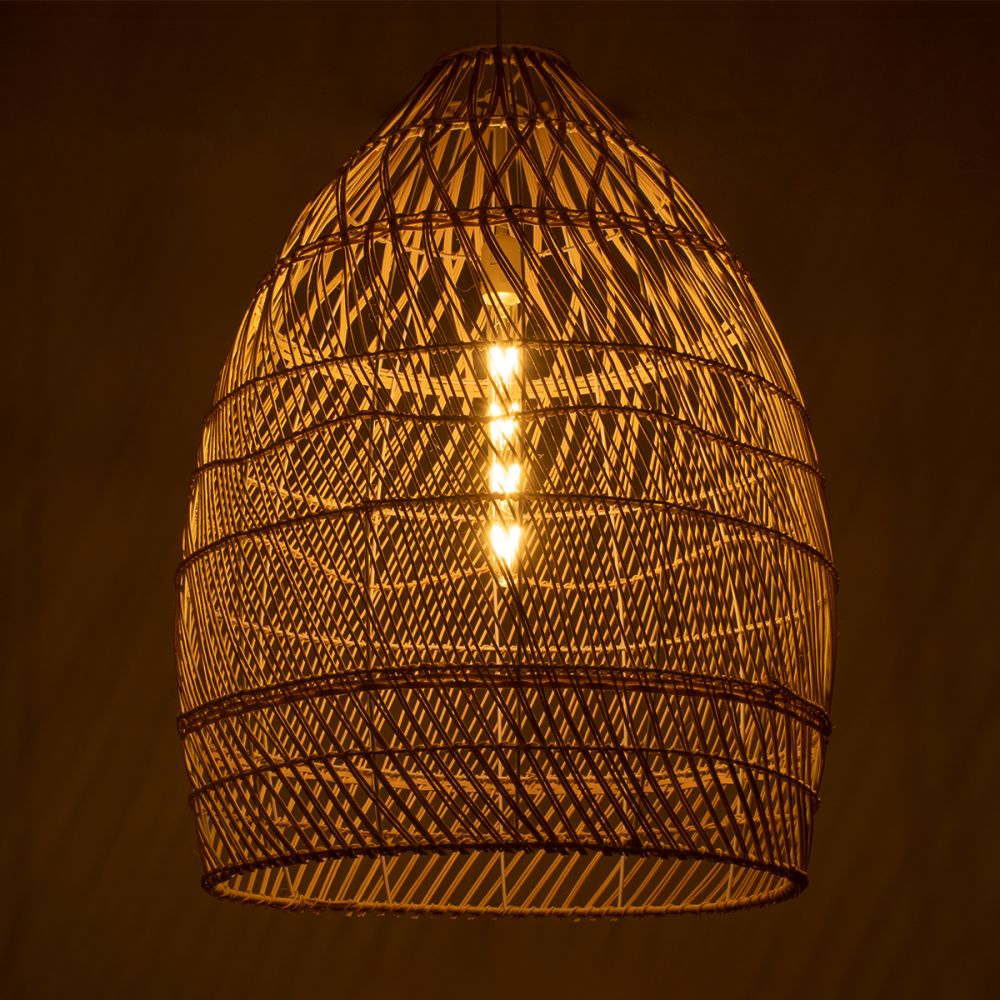 GLOBOSTAR® MALIBU 01810 Boho Κρεμαστό Φωτιστικό Οροφής με Ντουί 1 x E27 AC 220-240V IP20 - Μπεζ - Μ57 x Π57 x Υ75cm