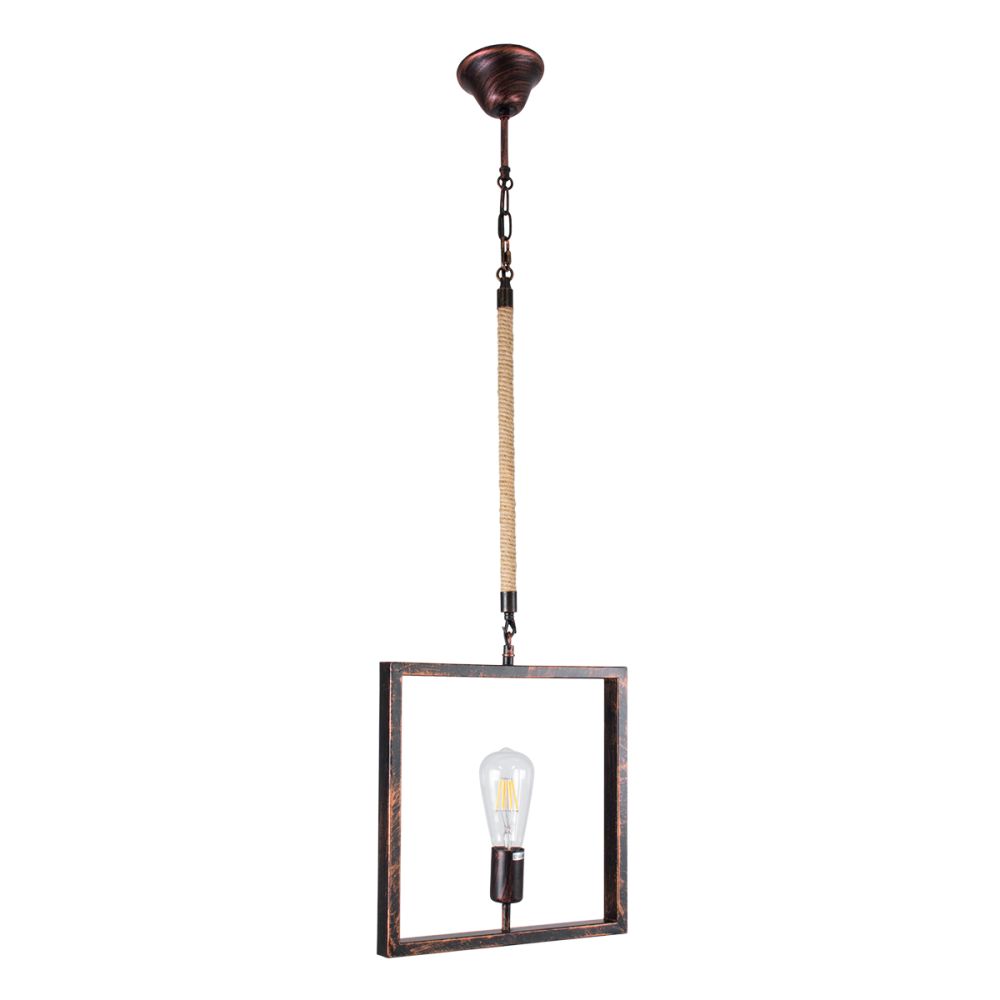 GLOBOSTAR® FRAISE 01814 Vintage Κρεμαστό Φωτιστικό Οροφής με Ντουί 1 x E27 AC 220-240V IP20 - Χάλκινο & Μπεζ - Μ32 x Π4 x Υ32cm