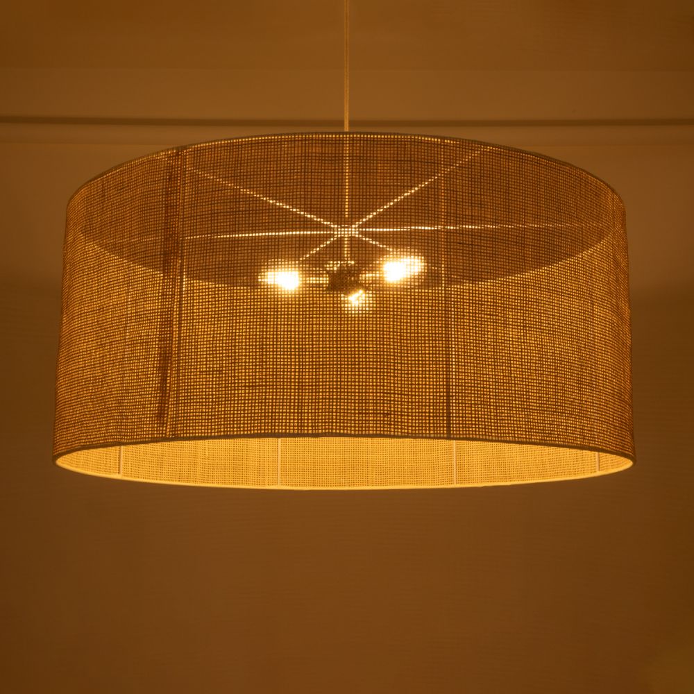 GLOBOSTAR® YOTTO 01823 Boho Κρεμαστό Φωτιστικό Οροφής με Ντουί 3 x E27 AC 220-240V IP20 - Μπεζ - Μ90 x Π90 x Υ40cm