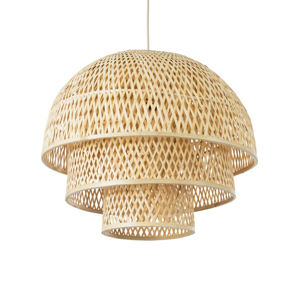 GLOBOSTAR® HIROKA 01836 Boho Κρεμαστό Φωτιστικό Οροφής με Ντουί 1 x E27 AC 220-240V IP20 - Μπεζ - Μ60 x Π60 x Υ50cm