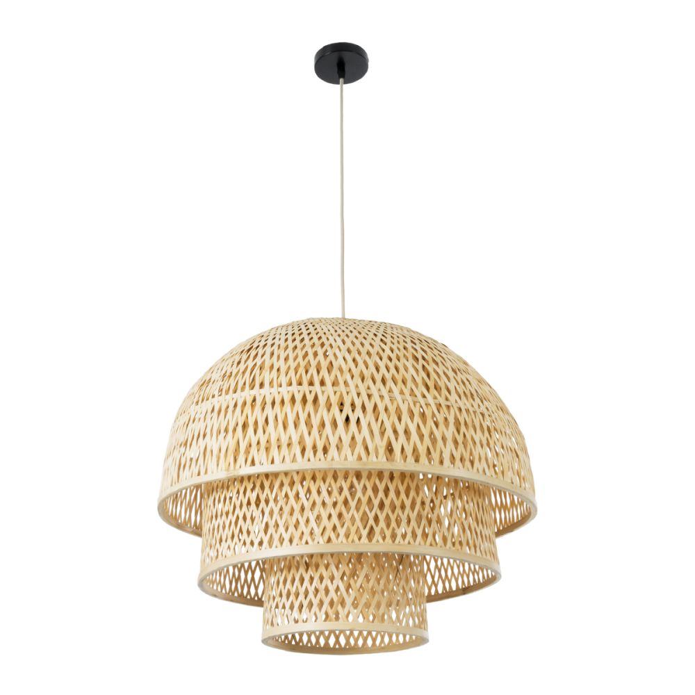 GLOBOSTAR® HIROKA 01836 Boho Κρεμαστό Φωτιστικό Οροφής με Ντουί 1 x E27 AC 220-240V IP20 - Μπεζ - Μ60 x Π60 x Υ50cm