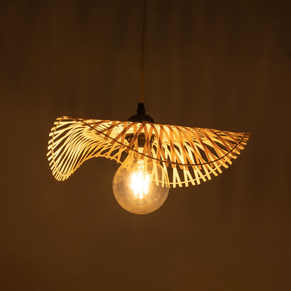 GLOBOSTAR® MELEMELE 01839 Boho Κρεμαστό Φωτιστικό Οροφής με Ντουί 1 x E27 AC 220-240V IP20 - Μπεζ - Μ35 x Π35 x Υ4cm