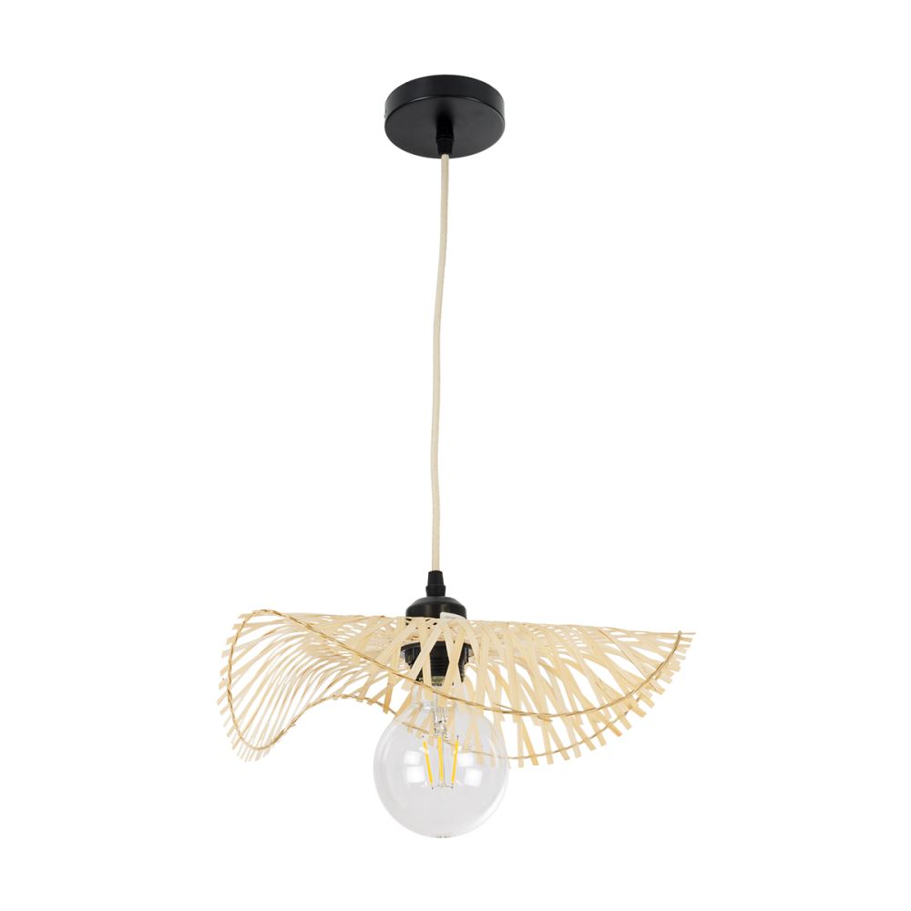 GLOBOSTAR® MELEMELE 01839 Boho Κρεμαστό Φωτιστικό Οροφής με Ντουί 1 x E27 AC 220-240V IP20 - Μπεζ - Μ35 x Π35 x Υ4cm
