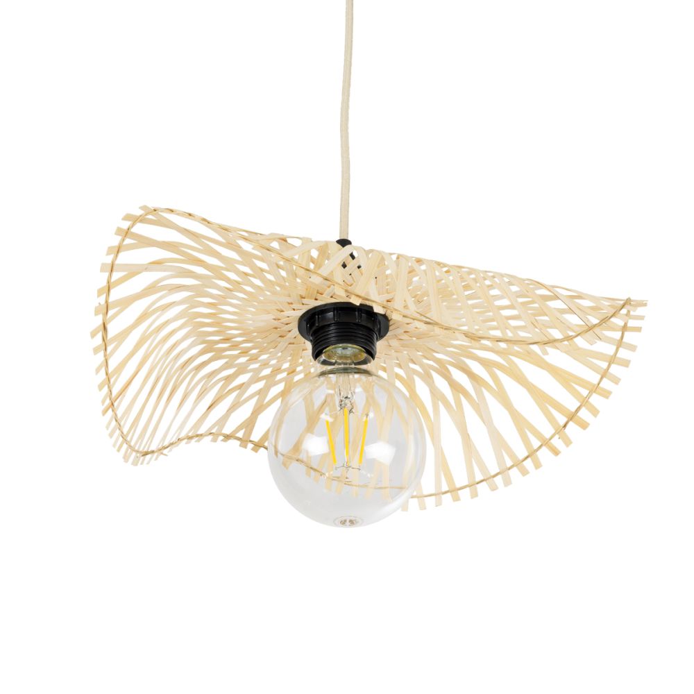 GLOBOSTAR® MELEMELE 01839 Boho Κρεμαστό Φωτιστικό Οροφής με Ντουί 1 x E27 AC 220-240V IP20 - Μπεζ - Μ35 x Π35 x Υ4cm