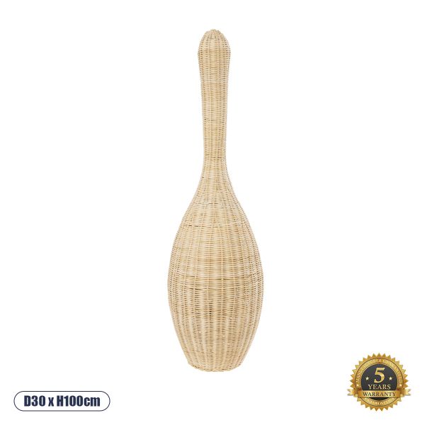 GloboStar® PARADIS 01843 Boho Επιδαπέδιο Φωτιστικό Μονόφωτο 1 x E27 IP20 Μπεζ Ξύλο - Μ30 x Π30 x Υ100cm