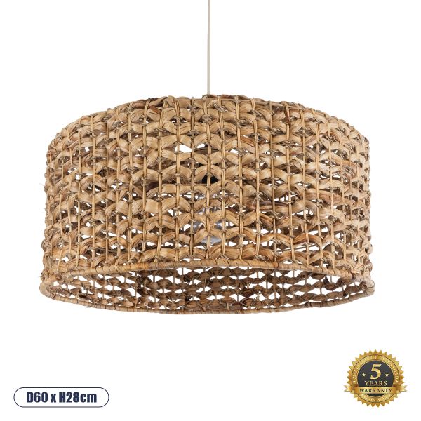 GLOBOSTAR® MANGATA 01849 Boho Κρεμαστό Φωτιστικό Οροφής με Ντουί 1 x E27 AC 220-240V IP20 - Καφέ - Μ60 x Π60 x Υ28cm