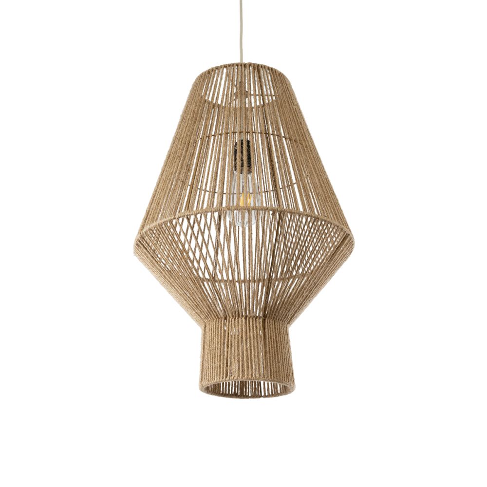 GLOBOSTAR® CAYMAN 01853 Boho Κρεμαστό Φωτιστικό Οροφής με Ντουί 1 x E27 AC 220-240V IP20 - Μπεζ - Μ40 x Π40 x Υ60cm
