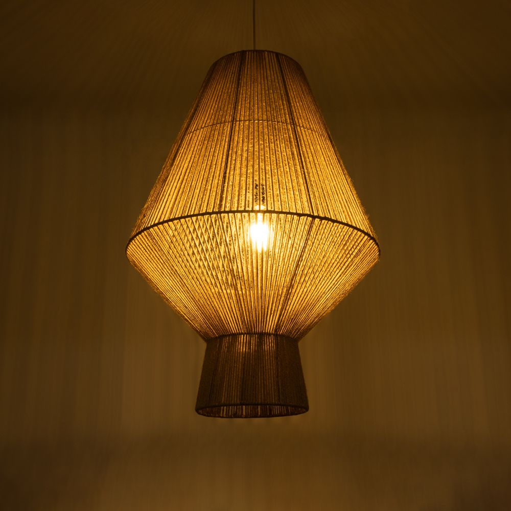 GLOBOSTAR® CAYMAN 01854 Boho Κρεμαστό Φωτιστικό Οροφής με Ντουί 1 x E27 AC 220-240V IP20 - Μπεζ - Μ60 x Π60 x Υ86cm