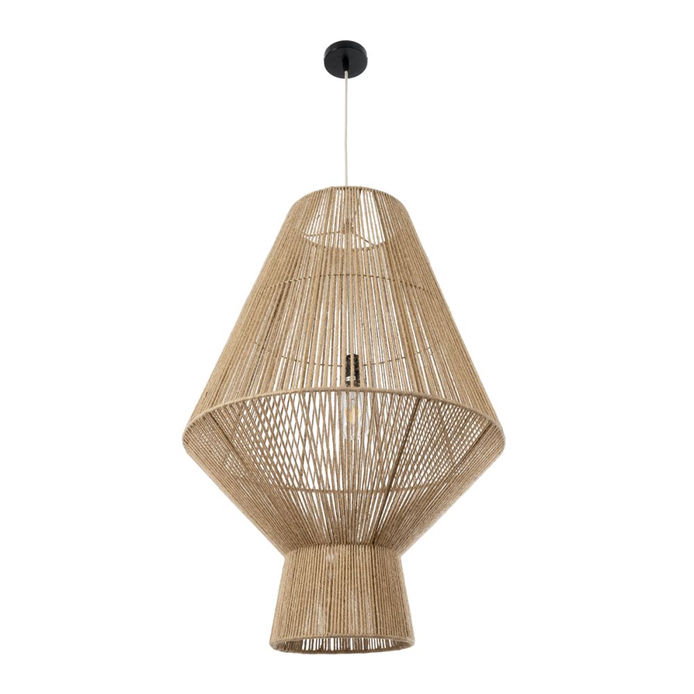 GLOBOSTAR® CAYMAN 01854 Boho Κρεμαστό Φωτιστικό Οροφής με Ντουί 1 x E27 AC 220-240V IP20 - Μπεζ - Μ60 x Π60 x Υ86cm