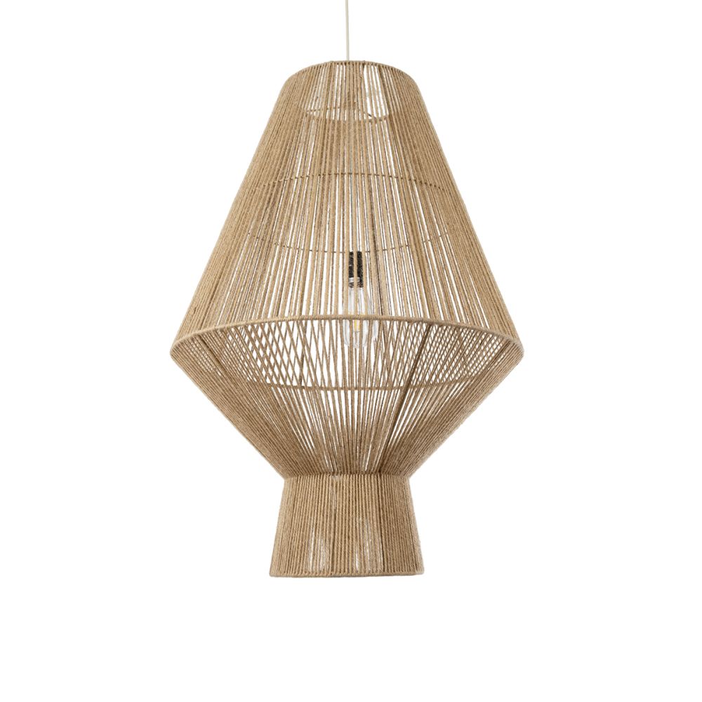 GLOBOSTAR® CAYMAN 01854 Boho Κρεμαστό Φωτιστικό Οροφής με Ντουί 1 x E27 AC 220-240V IP20 - Μπεζ - Μ60 x Π60 x Υ86cm