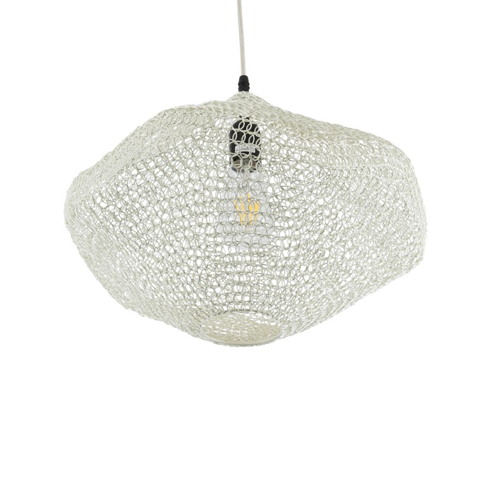 GLOBOSTAR® KENTUCKY 01862 Vintage Κρεμαστό Φωτιστικό Οροφής με Ντουί 1 x E27 AC 220-240V IP20 - Μπεζ - Μ40 x Π40 x Υ30cm