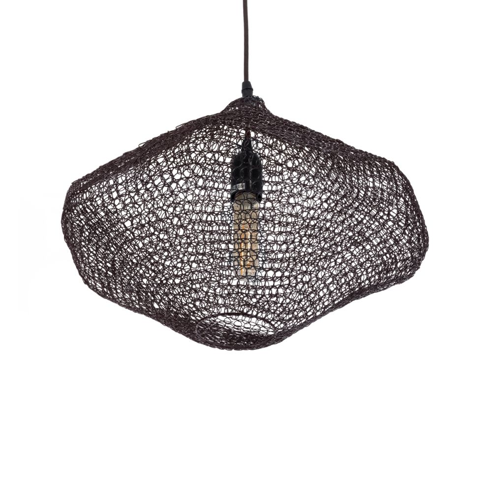 GLOBOSTAR® KENTUCKY 01863 Vintage Κρεμαστό Φωτιστικό Οροφής με Ντουί 1 x E27 AC 220-240V IP20 - Καφέ - Μ40 x Π40 x Υ30cm