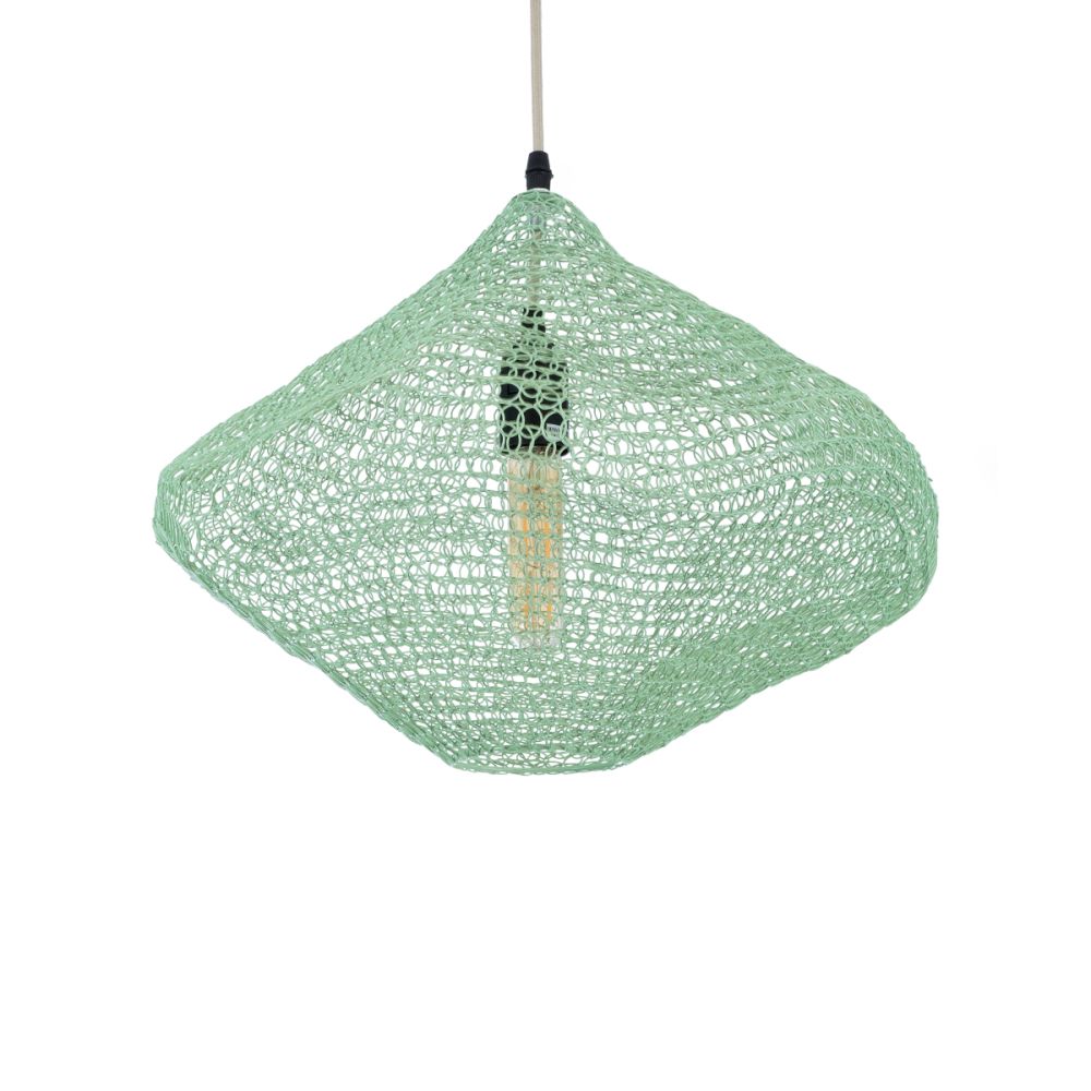 GLOBOSTAR® KENTUCKY 01864 Vintage Κρεμαστό Φωτιστικό Οροφής με Ντουί 1 x E27 AC 220-240V IP20 - Τιρκουάζ - Μ40 x Π40 x Υ30cm