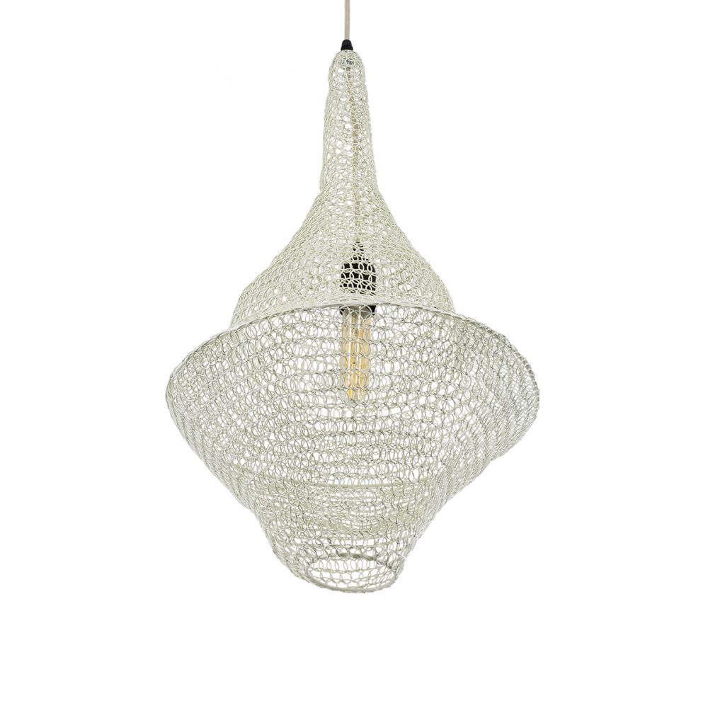 GLOBOSTAR® KENTUCKY 01871 Vintage Κρεμαστό Φωτιστικό Οροφής με Ντουί 1 x E27 AC 220-240V IP20 - Μπεζ - Μ35 x Π35 x Υ60cm