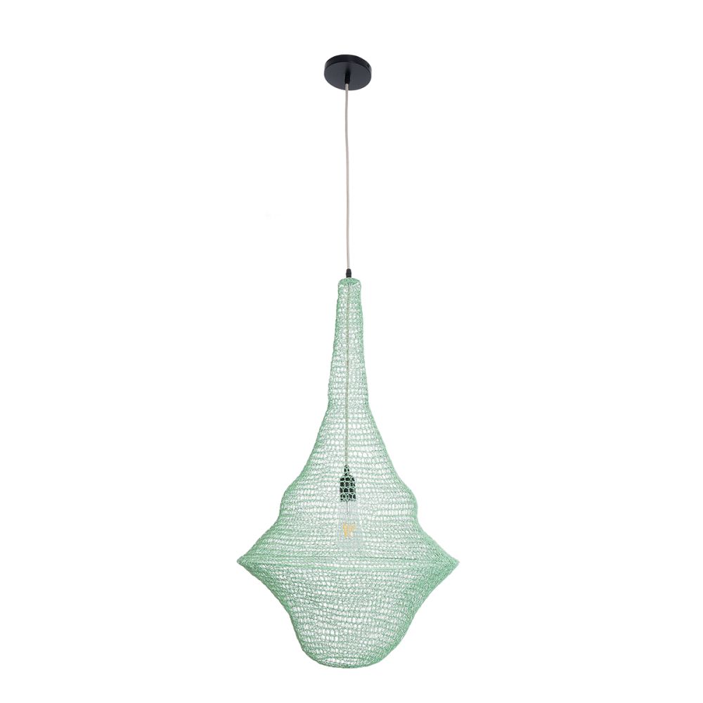 GLOBOSTAR® KENTUCKY 01876 Vintage Κρεμαστό Φωτιστικό Οροφής με Ντουί 1 x E27 AC 220-240V IP20 - Τιρκουάζ - Μ50 x Π50 x Υ90cm