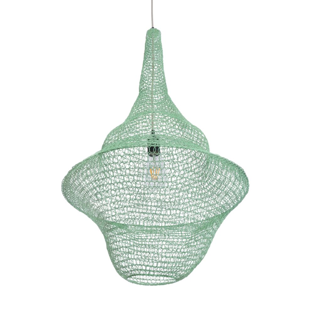 GLOBOSTAR® KENTUCKY 01876 Vintage Κρεμαστό Φωτιστικό Οροφής με Ντουί 1 x E27 AC 220-240V IP20 - Τιρκουάζ - Μ50 x Π50 x Υ90cm