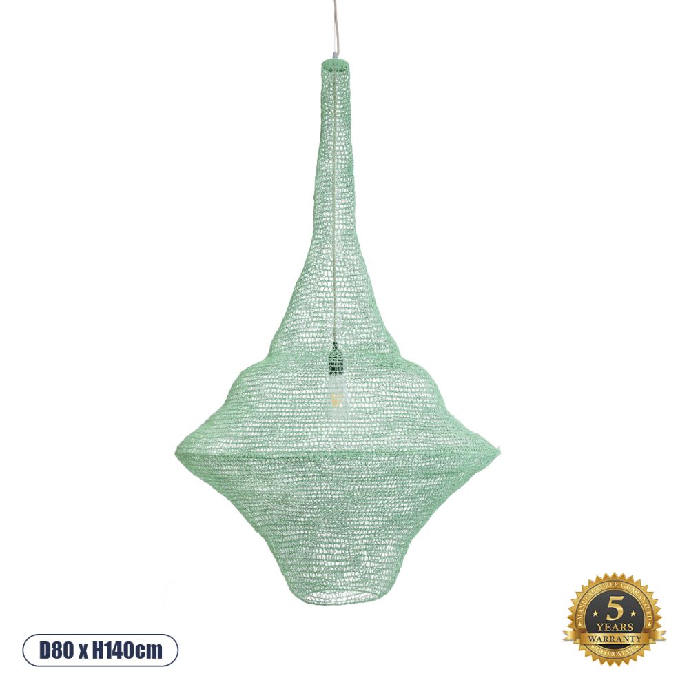 GLOBOSTAR® KENTUCKY 01879 Vintage Κρεμαστό Φωτιστικό Οροφής με Ντουί 1 x E27 AC 220-240V IP20 - Τιρκουάζ - Μ80 x Π80 x Υ140cm