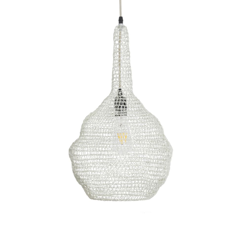 GLOBOSTAR® KENTUCKY 01880 Vintage Κρεμαστό Φωτιστικό Οροφής με Ντουί 1 x E27 AC 220-240V IP20 - Μπεζ - Μ30 x Π30 x Υ50cm