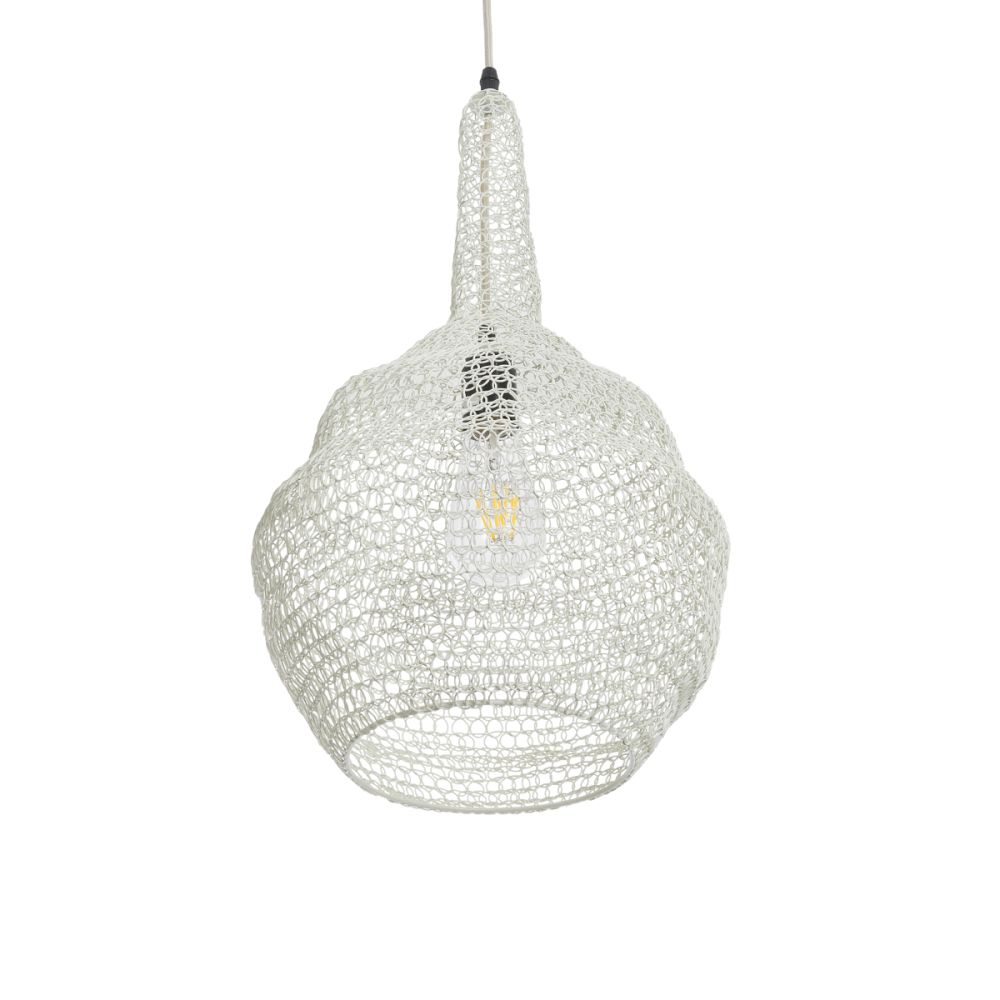 GLOBOSTAR® KENTUCKY 01880 Vintage Κρεμαστό Φωτιστικό Οροφής με Ντουί 1 x E27 AC 220-240V IP20 - Μπεζ - Μ30 x Π30 x Υ50cm
