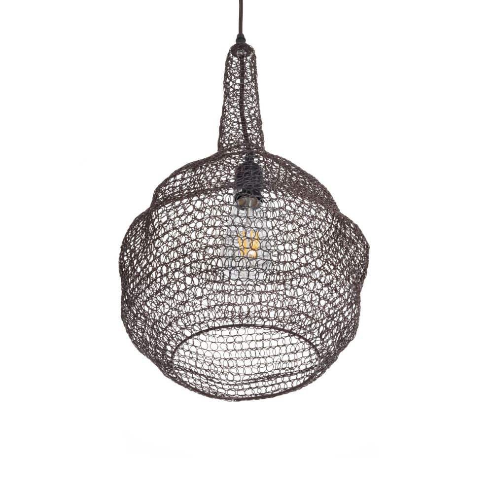 GLOBOSTAR® KENTUCKY 01881 Vintage Κρεμαστό Φωτιστικό Οροφής με Ντουί 1 x E27 AC 220-240V IP20 - Καφέ - Μ30 x Π30 x Υ50cm