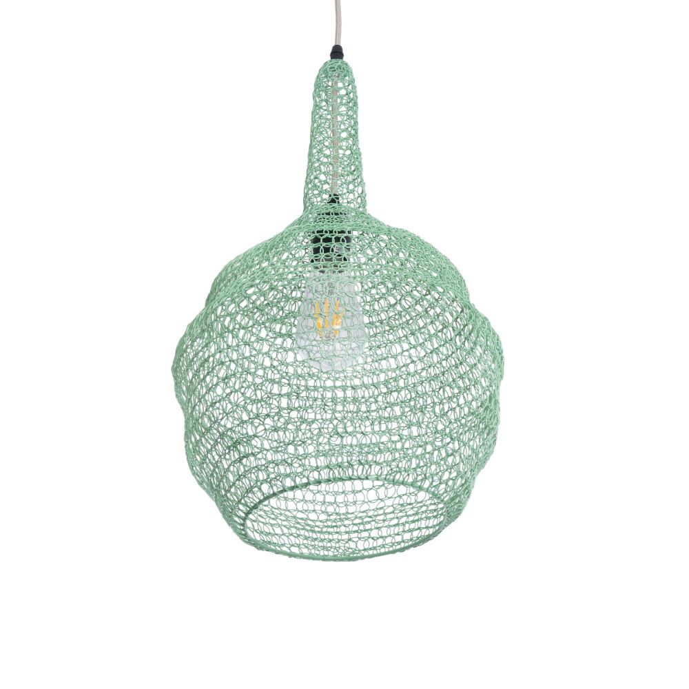 GLOBOSTAR® KENTUCKY 01882 Vintage Κρεμαστό Φωτιστικό Οροφής με Ντουί 1 x E27 AC 220-240V IP20 - Τιρκουάζ - Μ30 x Π30 x Υ50cm