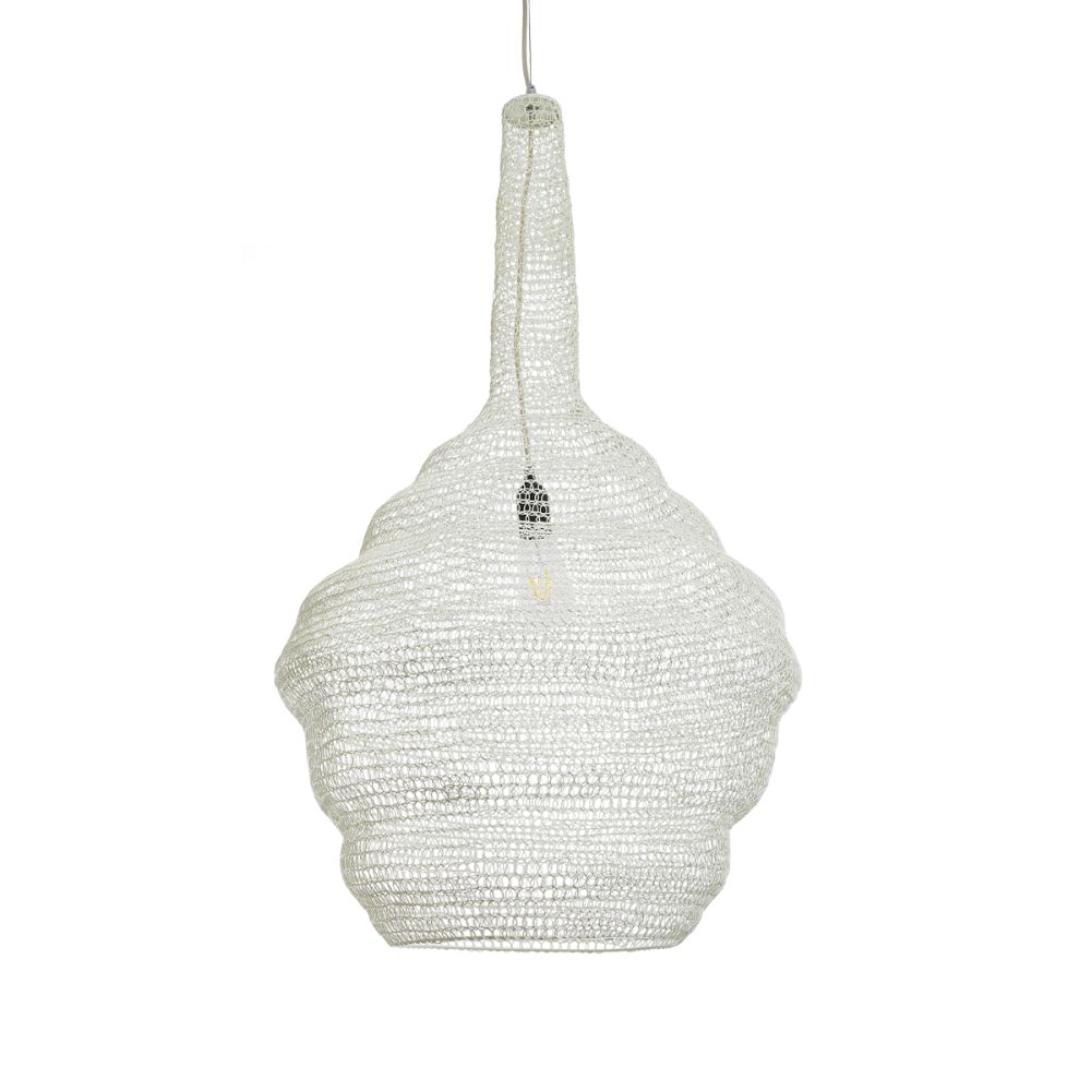 GLOBOSTAR® KENTUCKY 01883 Vintage Κρεμαστό Φωτιστικό Οροφής με Ντουί 1 x E27 AC 220-240V IP20 - Λευκό - Μ60 x Π60 x Υ90cm