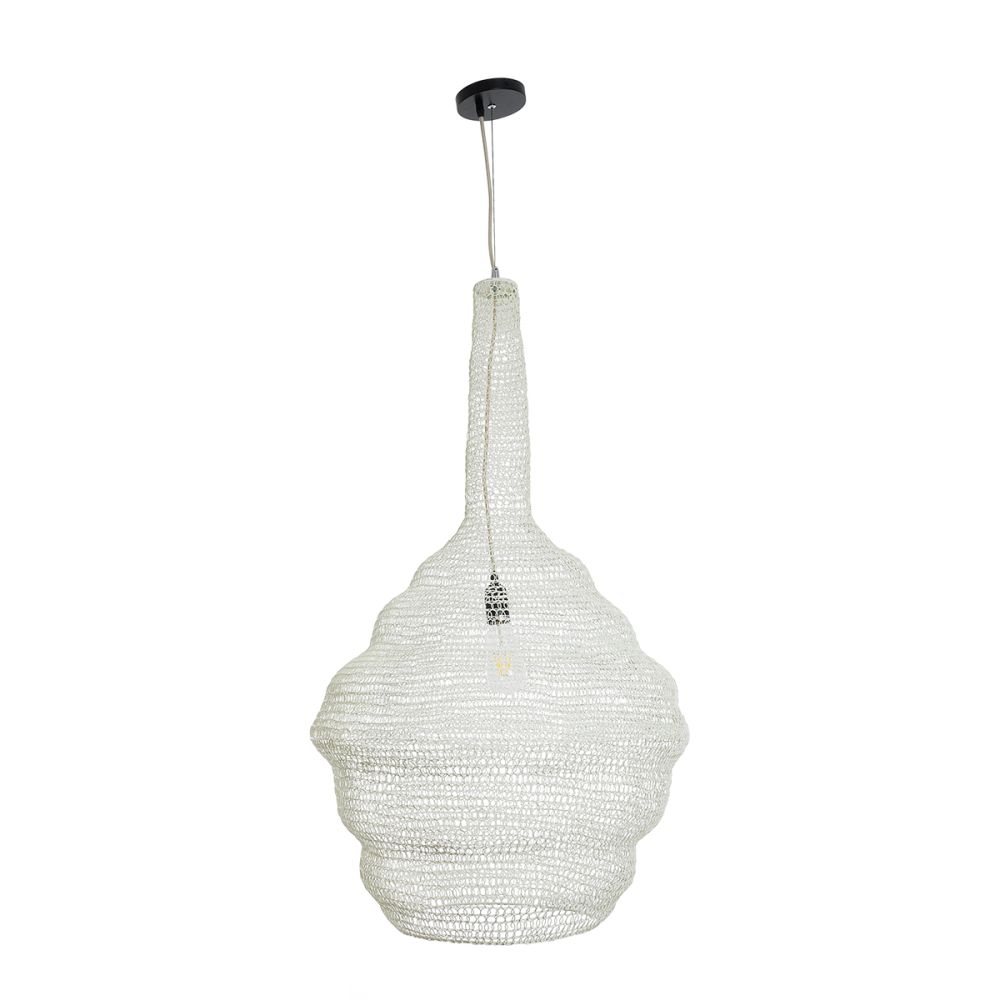 GLOBOSTAR® KENTUCKY 01883 Vintage Κρεμαστό Φωτιστικό Οροφής με Ντουί 1 x E27 AC 220-240V IP20 - Λευκό - Μ60 x Π60 x Υ90cm