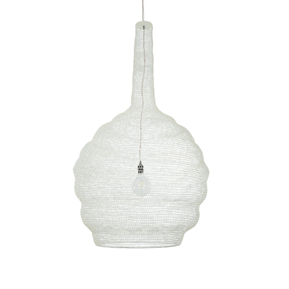 GLOBOSTAR® KENTUCKY 01886 Vintage Κρεμαστό Φωτιστικό Οροφής με Ντουί 1 x E27 AC 220-240V IP20 - Λευκό - Μ90 x Π90 x Υ150cm