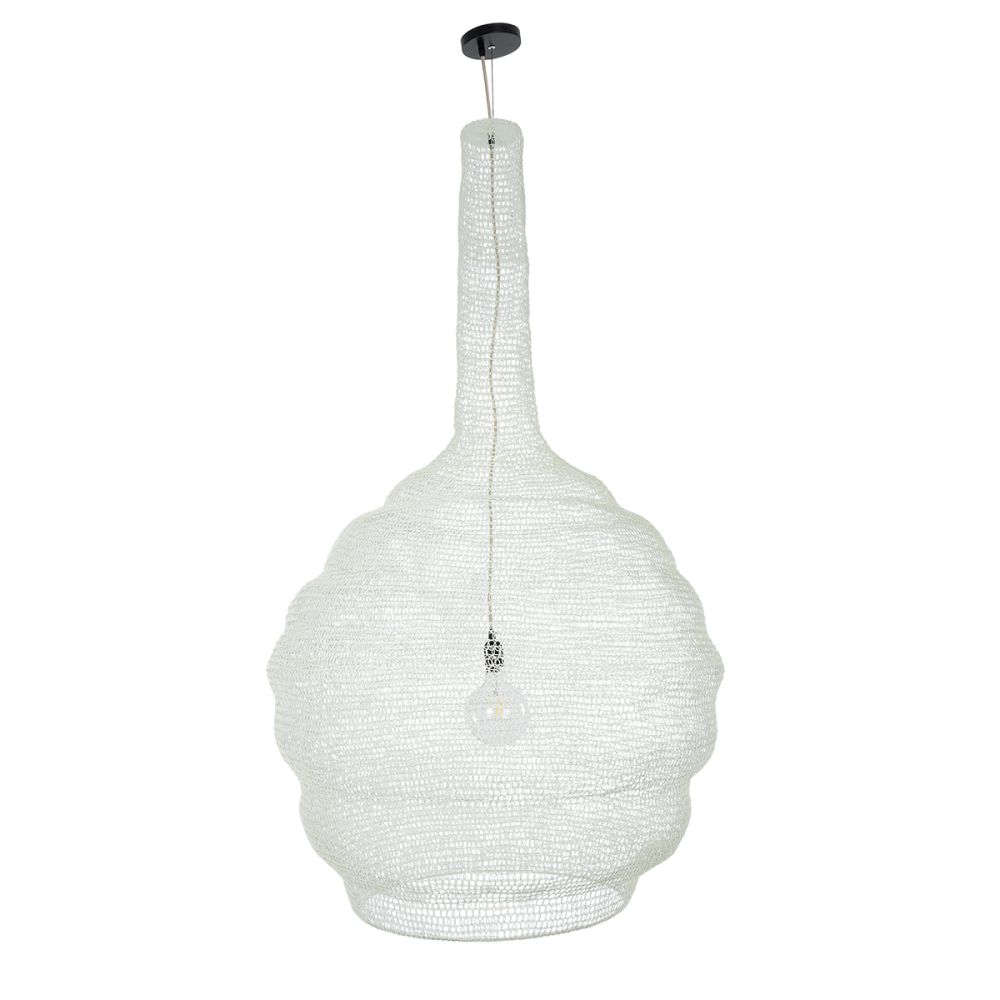 GLOBOSTAR® KENTUCKY 01886 Vintage Κρεμαστό Φωτιστικό Οροφής με Ντουί 1 x E27 AC 220-240V IP20 - Λευκό - Μ90 x Π90 x Υ150cm