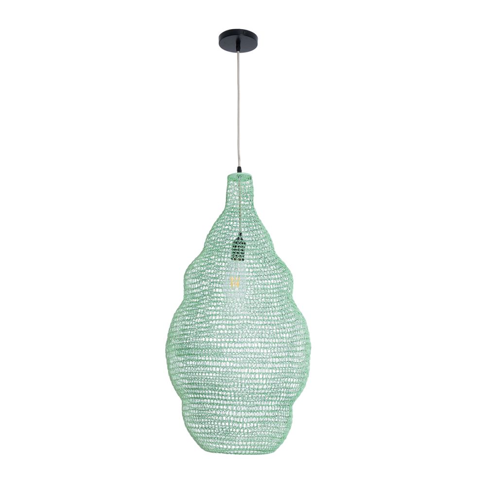 GLOBOSTAR® KENTUCKY 01897 Vintage Κρεμαστό Φωτιστικό Οροφής με Ντουί 1 x E27 AC 220-240V IP20 - Τιρκουάζ - Μ40 x Π40 x Υ70cm
